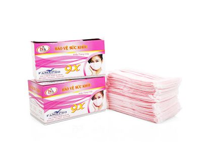 Hộp khẩu trang Famapro màu hồng